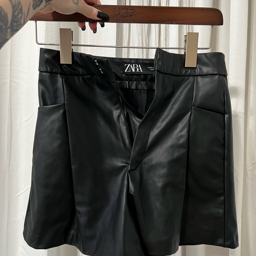 Zara leather shorts